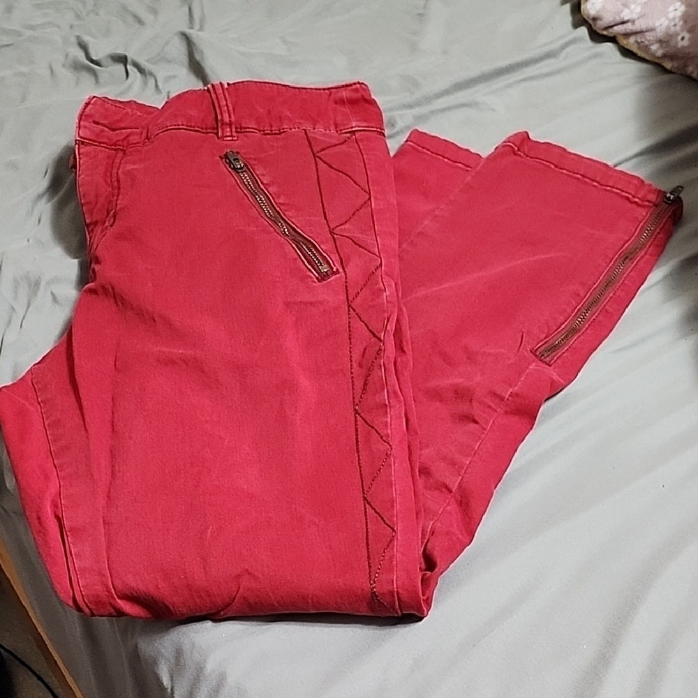 Anthropologie Pilcro Stylish Red Pants with Zipper Details